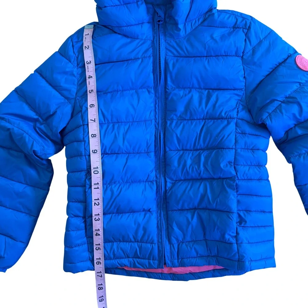 Gap Kids Blue Pink Puffer Jacket Hood Small 6-7 Winter Water Resistant Lined